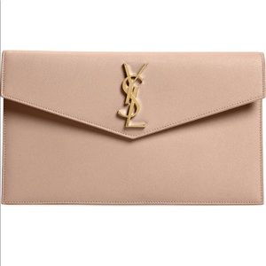 Saint Laurent Uptown Calfskin Leather Envelope Clutch